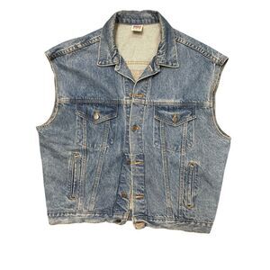 Embossed Motorcycle Eagle Blue Denim Vintage Jean Jacket Tyca USA Union Made L